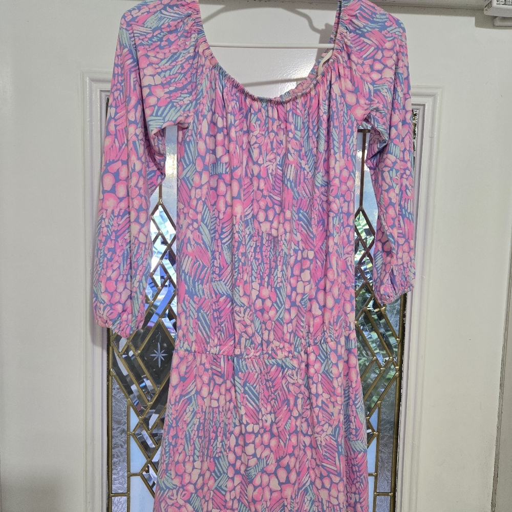 Lilly Pulitzer Lana Skort Romper In "Pink Sorbert" Size XS Pink Blue Like New - Picture 6 of 8